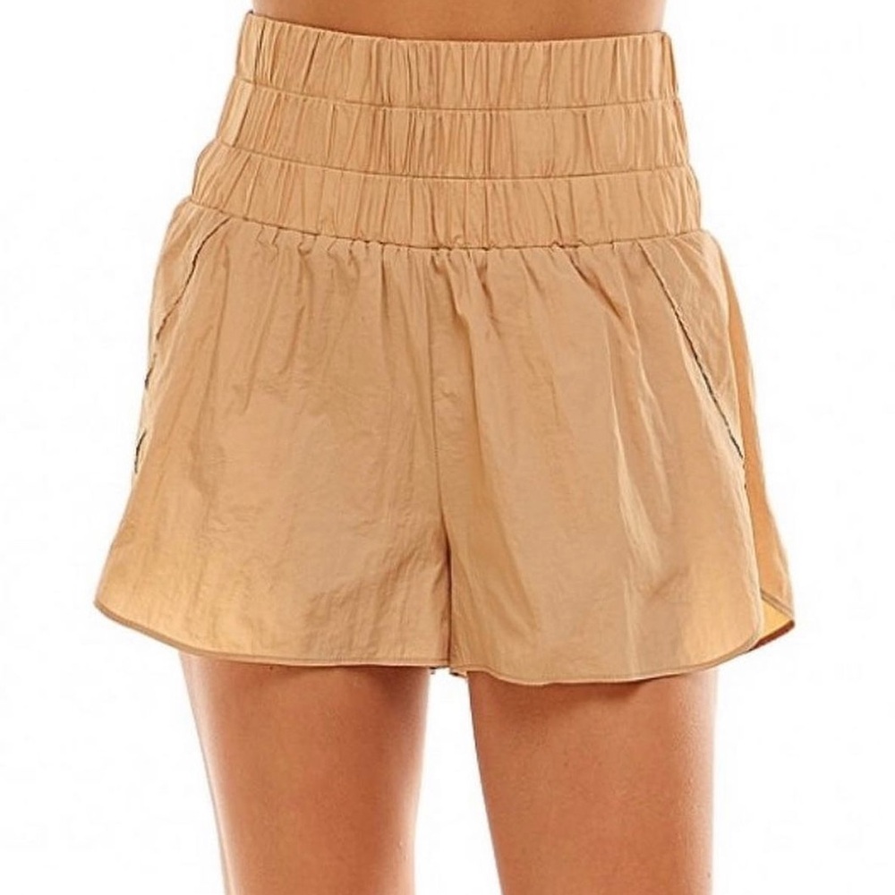 TCEC High-Rise Beige Athletic Shorts